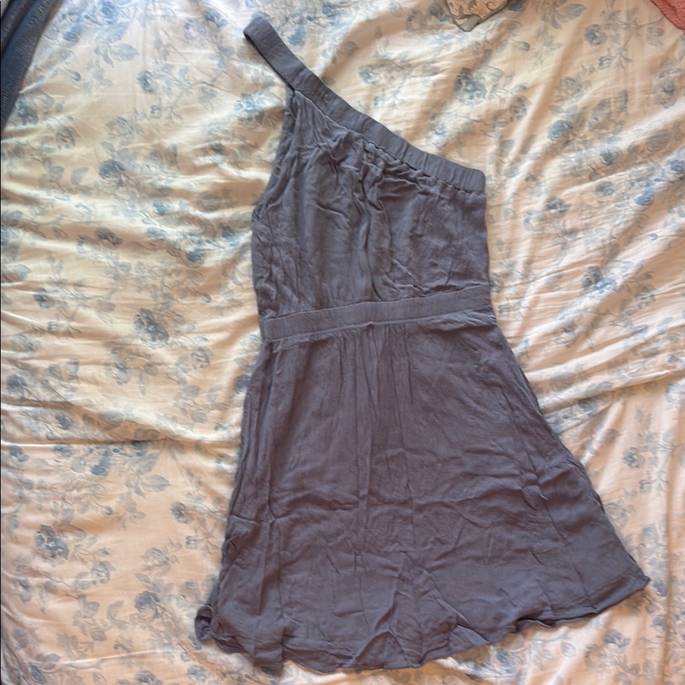 Abercrombie & Fitch Gray Asymmetrical Ruched Cocktail Dress